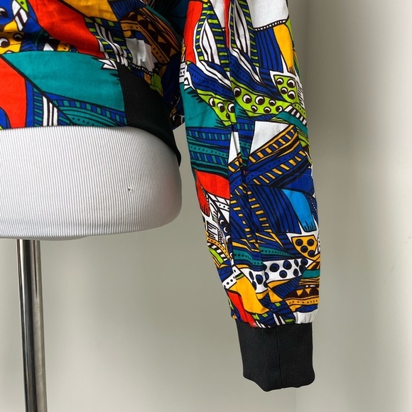 STUNNING African Inspired Wax Fabric Bomber Jacket | Medium - Picture 13 of 15